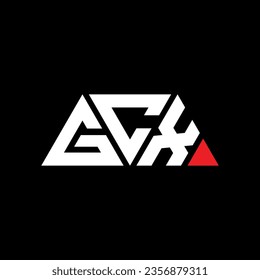 GCX triangle letter logo design with triangle shape. GCX triangle logo design monogram. GCX triangle vector logo template with red color. GCX triangular logo Simple, Elegant, and Luxurious design.