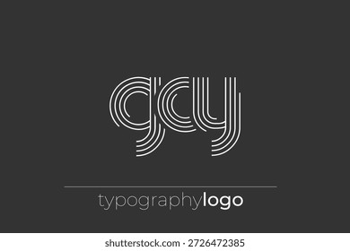 GCY moderno logotipo de tipografia geométrica. Composição moderna e elegante com uma ilustração de logotipo de tipografia monocromática projetada com linhas intrincadas.