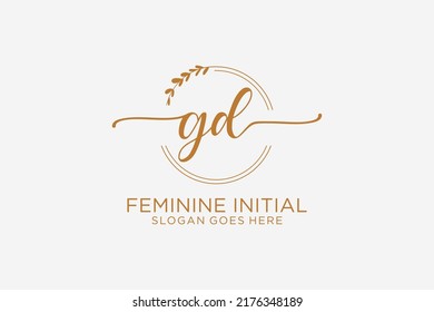 GD beauty monogram and elegant logo design handwriting logo of initial signature, wedding, fashion, floral and botanical with creative template.