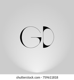 GD Black thin minimalist LOGO Design with Highlight on Gray background.