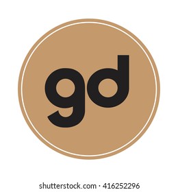 gd-braune Buchstaben, abstraktes Hintergrund-Logo, Design-Identität im Kreis, Alphabet-Brief