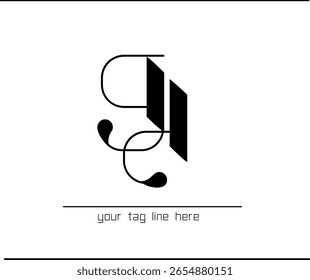 Logotipo de caligrafía GD: elegante diseño de monograma entrelazado G y D