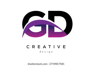 GD kreatives und modernes Logo-Design mit kreativem violettem Wellen-Abstrakt Letzteres Logo-Konzept.
