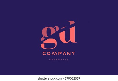 gd g d alphabet small letter blue pink creative design vector company logo icon template 