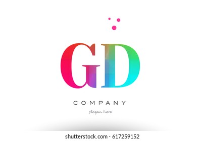 GD G D creative rainbow colors colored artistic alphabet company letter logo design vector icon template
