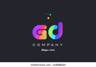 gd g d  creative rainbow green orange blue purple magenta pink artistic alphabet company letter logo design vector icon template