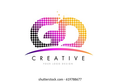 GD G D Dots Letter Logo Design with Magenta Bubble Circles and Swoosh