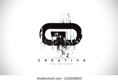 GD G D Grunge Brush Letter Logo Design in Black Colors. Creative Brush Letters Vector Illustration.