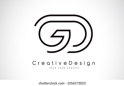 GD G D Letter Logo Design in Black Colors. Creative Modern Letters Vector Icon Logo Illustration.