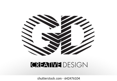 GD G D Lines Letter Design with Creative Elegant Zebra Vector Illustration.