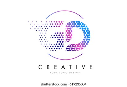 GD G D Pink Magenta Dotted Bubble Letter Logo Design. Dots Lettering Vector Illustration
