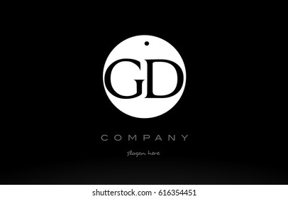 GD G D simple black white circle background alphabet company logo design vector icon template