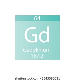 Tabela Periódica Do Elemento Químico De Lanthanide De Gadolínio Gd. Simples ilustração de vetor quadrado plano, simples ícone de estilo limpo com massa molar e número atômico para Lab, ciência ou classe de química.