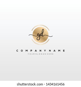 GD handwriting initial logo template vector.