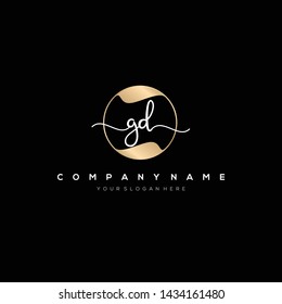 GD handwriting initial logo template vector.