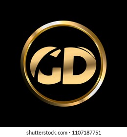 GD initial circle company logo gold black background