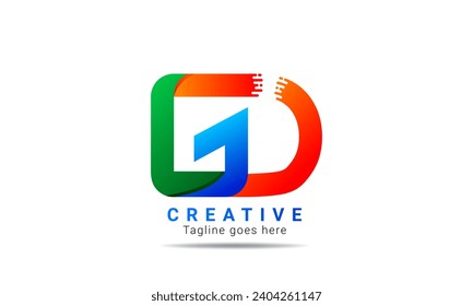 GD initial colorful creative logo design and template. Unique GD letter logo design brand identity