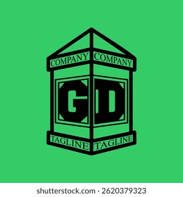 GD Initial Explore this unique collection of alphabet house logos,featuring stylish letter combinations inside a geometric house outline. Perfect for branding, real estate businesses, graphic design