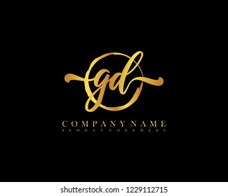 GD initial handwriting logo circle template vector