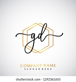 GD Initial Handwriting logo template vector