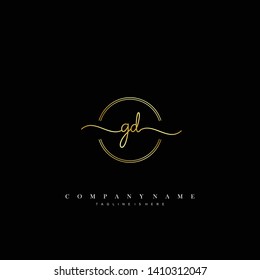 GD initial handwriting logo template vector