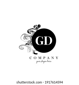 GD Initial Letter Logo Design with Ink Cloud Flowing Texture Vector.