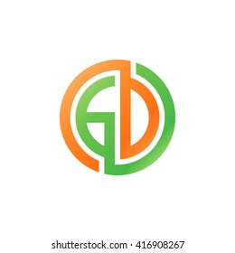 GD initial letters loop linked circle logo orange green