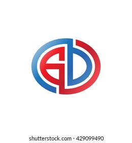GD initial letters looping linked ellipse logo red blue