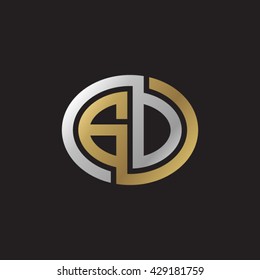 GD initial letters looping linked ellipse elegant logo golden silver black background