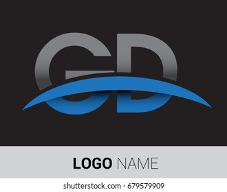 GD initial logo company name colored grey and blue swoosh design.