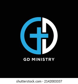GD initial logo with cross concept for christian community