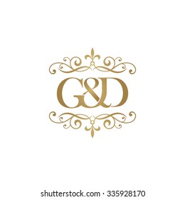 G&D Initial logo. Ornament ampersand monogram golden logo