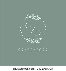 GD initial modern monogram wedding with creative circle line