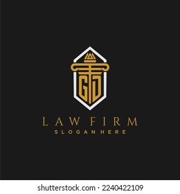 GD initial monogram logo for lawfirm with pillar in creative polygon design
