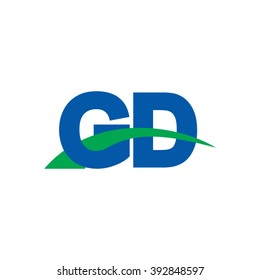 GD initial overlapping swoosh letter logo blue green