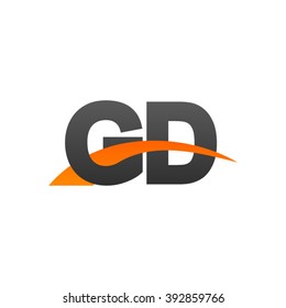 GD initial overlapping swoosh letter logo black orange