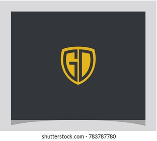 GD initial shield gold color icon letter logo vector eps 10