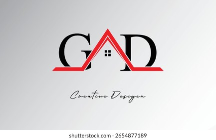 GD Letter House Logo – Creative Real Estate Monogram with Roof Icon and Home Shape for Property, Architecture and Modern Branding
