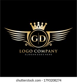 GD Letter Initial with Royal Wing Logo Template.