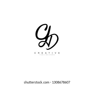 GD Letter Linked Script Calligraphy Creative Logo Design