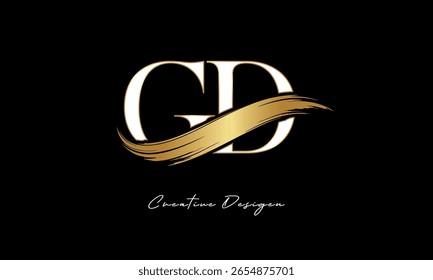 Logotipo del monograma de la letra de GD – marca elegante de la letra del trazo del cepillo del oro para la marca de lujo, moda, diseño de la identidad de Premium de la boutique
