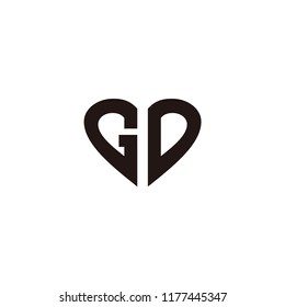 gd letter vector logo. heart with initial vector logo. love with initial vector logo