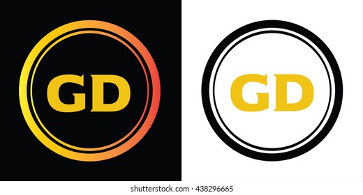 GD letters icon design template elements in abstract background logo, design identity in circle, alphabet letter