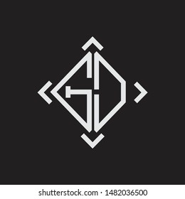 GD Logo Abstrac letter Monogram with Arrow in every side isolated on black background