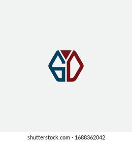 gd  logo initial hexagon line modern templet