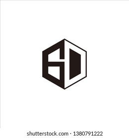 GD Logo Initial Monogram Negative Space Designs Modern Templete with Black color and White Background