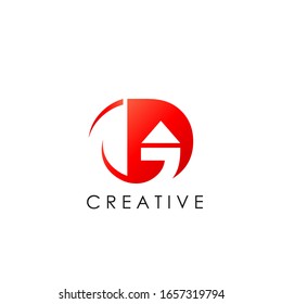 GD Logo letter. Vector Graphic Branding Initial Letter G, B, C With Triangle Roof Element.