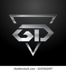 GD Logo, Metal Logo, Silver Logo, Monogram, Polygon