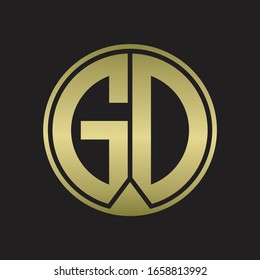 GD-Logo-Monogrammkreis mit Farbband-Stück-Stil auf Golden