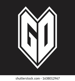 GD Logo monogram with emblem line style isolated on black background